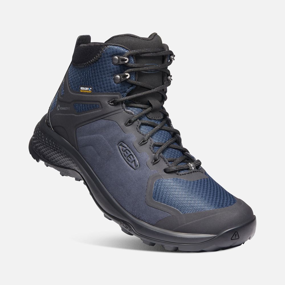 Botas de Seguridad Keen Mexico Azul Marino/Negros - Hombre Explore Waterproof - NZ0269743